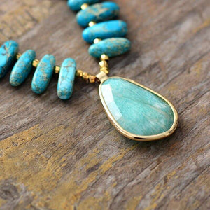 Collier en Amazonite et perles de Turquoise