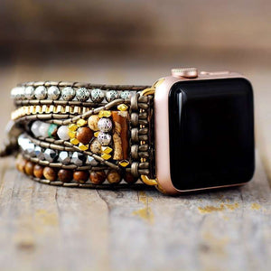 Bracelet Apple Watch élégant avec pierres de jaspe
