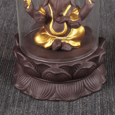Brûleur d'encens Éléphant Ganesh Doré