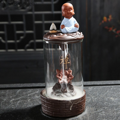 Brûleur d'Encens Bouddha en Verre