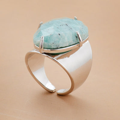 Bague en pierre d'Amazonite
