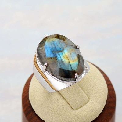 Bague "Anti-Stress" avec pierre en Labradorite