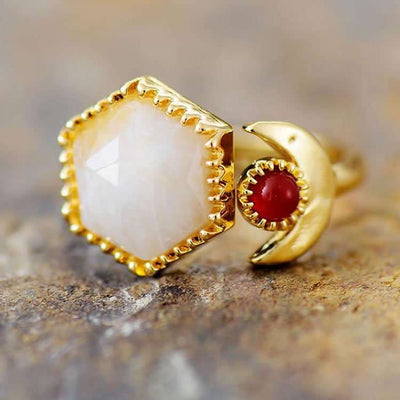 Bague bohème géométrique avec pierres naturelles