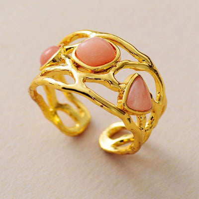 Bague Renaissance avec 3 pierres en Turquoise ou Jade