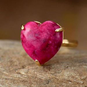 Bague coeur avec pierre en Apatite, Labradorite ou Jade
