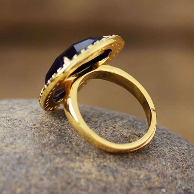 Bague "Apaisement et Confiance en soi"  en pierre Sodalite