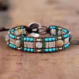 Bracelet ethnique avec arbre de vie et pierres de Jaspe et de Turquoise