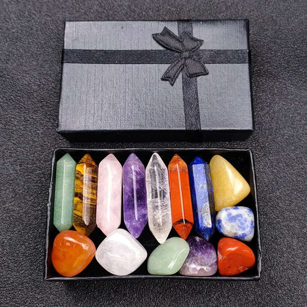 Cajita regalo con 14 piedras naturales de la armonía y la felicidad