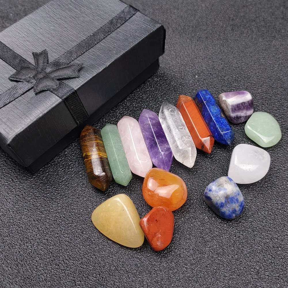 Cajita regalo con 14 piedras naturales de la armonía y la felicidad