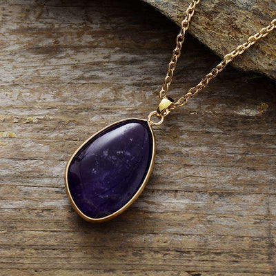 Colgante bohemio chapado en oro de las 4 piedras fundamentales