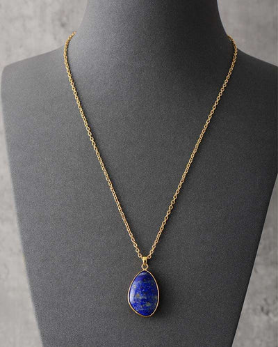 Collier pendentif plaqué or avec 4 pierres naturelles