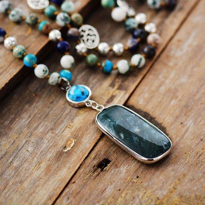 Collier pendentif "Bohème" en pierres naturelles