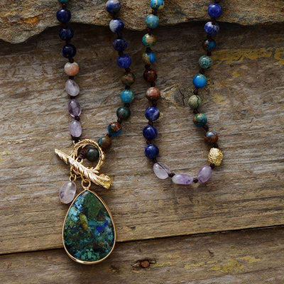 Pendentif de guérison en Améthyste et Jaspe