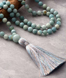 Collier Mala de 108 perles avec des pierres naturelles d'amazonite