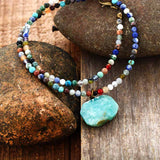 Collier en pierre naturelle et pendentif en Amazonite