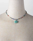 Collier en pierre naturelle et pendentif en Amazonite