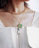 Collier fleur en amazonite ou améthyste