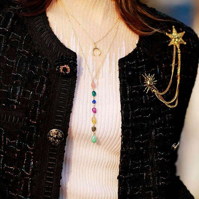 Collier des 7 chakras pendentif cœurs en Jaspe