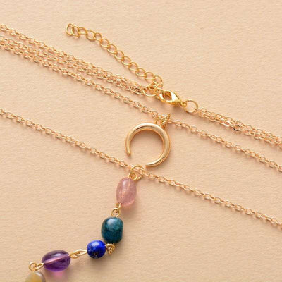 Collier des 7 chakras pendentif cœurs en Jaspe