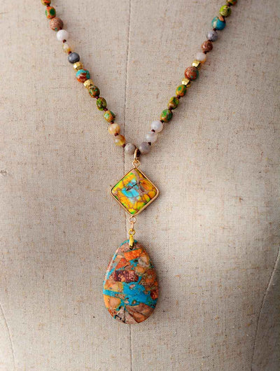 Collier "Le corps et l'esprit" en Jaspe et d'Agate