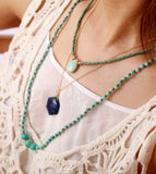 Collier ras de cou en amazonite ou lapis-lazuli