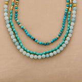 Collier multirang en pierres de jaspe et d'amazonite