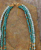 Collier multirang en pierres de jaspe et d'amazonite