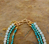 Collier multirang en pierres de jaspe et d'amazonite