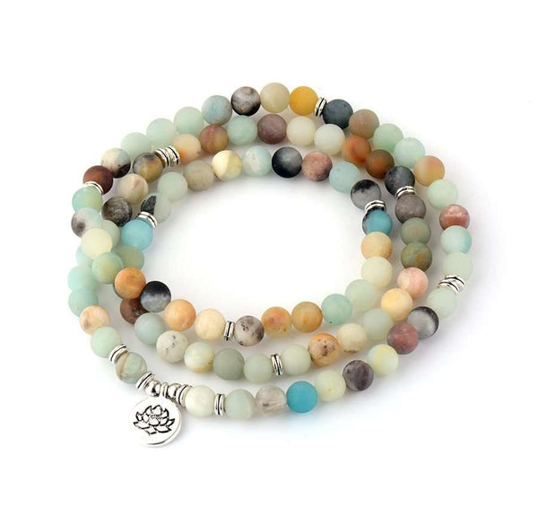 Collier fleur de lotus en Amazonite