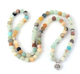 Collier fleur de lotus en Amazonite