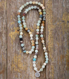 Collier fleur de lotus en Amazonite