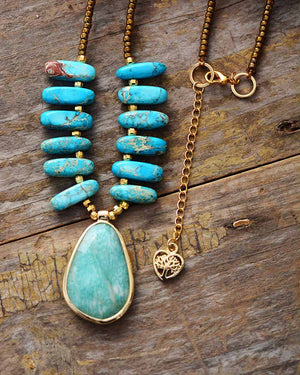 Collier en Amazonite et perles de Turquoise