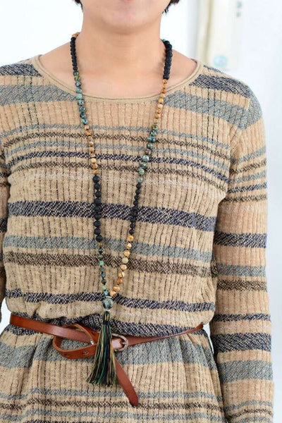 Collier Japa Mala de 108 perles avec des pierres de lave et de jaspe