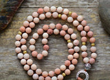 Collier de perles Bouddhiste en aventurine rose