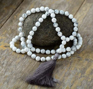 Mala Tibet de 108 perles avec pierres de howlite