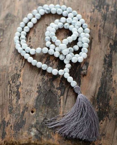 Mala Tibet de 108 perles avec pierres de howlite