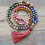 Collar Japa Mala yoga de 108 cuentas con piedras naturales