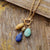 Collar lariat del triple poder con piedra de amazonita, picture jaspe y lapislázuli