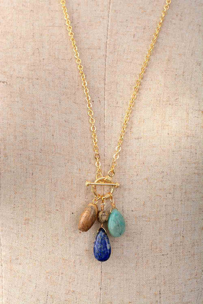 Collier triple puissance en amazonite, jaspe et lapis-lazuli