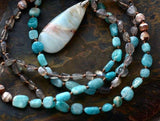 Collier "Renforcement et Joie" en labradorite, onyx et amazonite