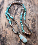 Collier "Renforcement et Joie" en labradorite, onyx et amazonite