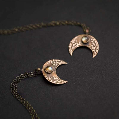 Collier "Guérison émotionnelle" en pierre de lune et bronze