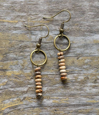 Comprar pendientes Vintage Boho con piedras naturales de Jaspe y turmalina