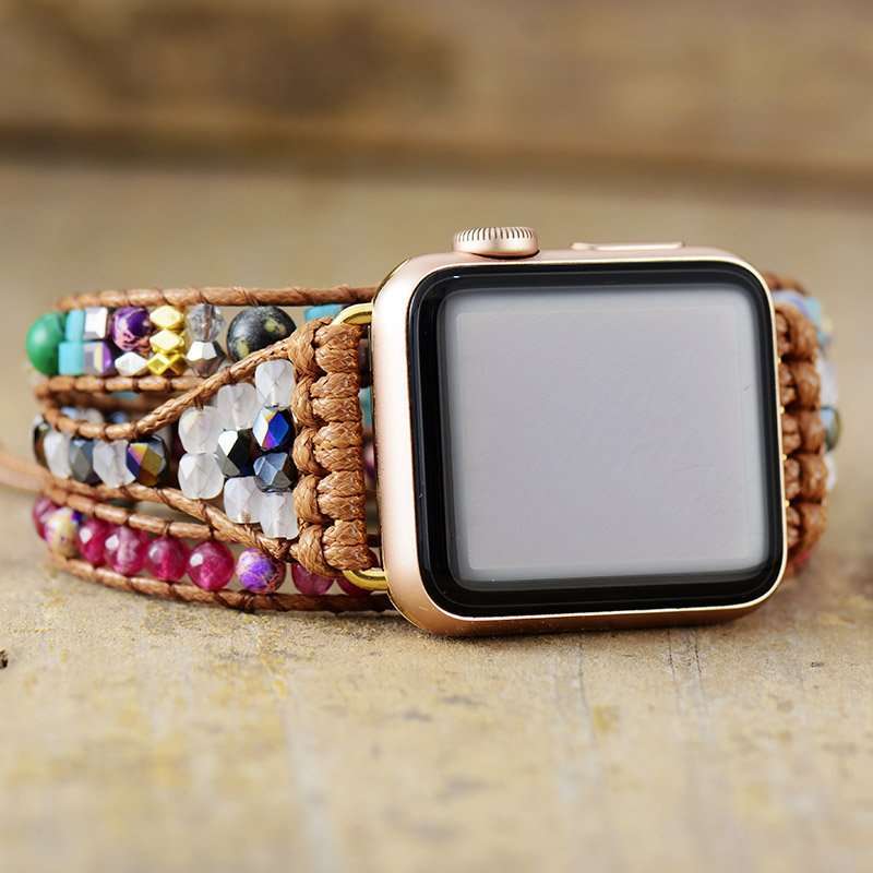 Correa Apple Watch arabesca con Lapis Lazuli y Agate (3 vueltas)