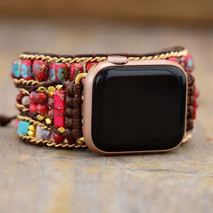Bracelet Apple Watch avec pierres de jaspe imperial