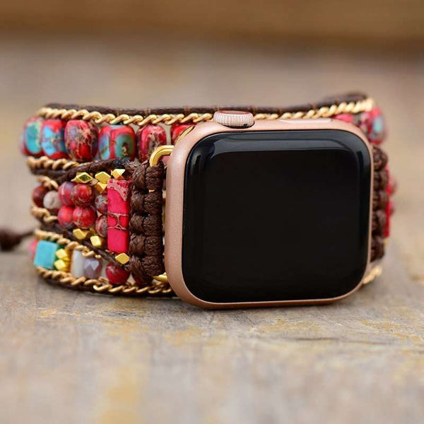 Bracelet Apple Watch avec pierres de jaspe imperial