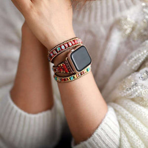 Bracelet Apple Watch avec pierres de jaspe imperial