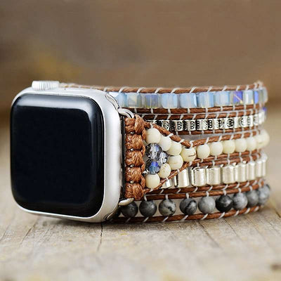 Correa Apple Watch elegante con howlita y jaspe (5 vueltas)