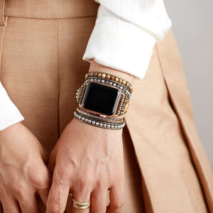Bracelet Apple Watch élégant avec pierres de jaspe