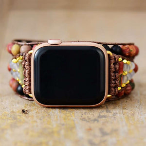 Bracelet Apple Watch ethnique avec agate, jaspe et turquoise